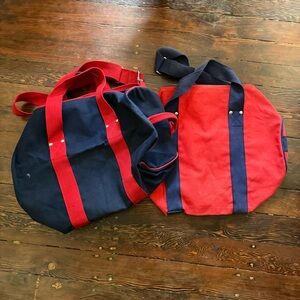 80s 90s Vintage Matching duffle canvas weekender bags, set of 2